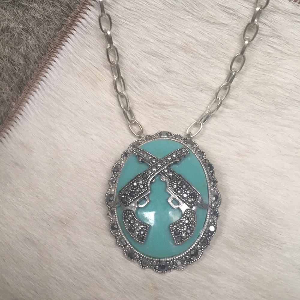 Western Rhinestone Pistols Pendant for necklace